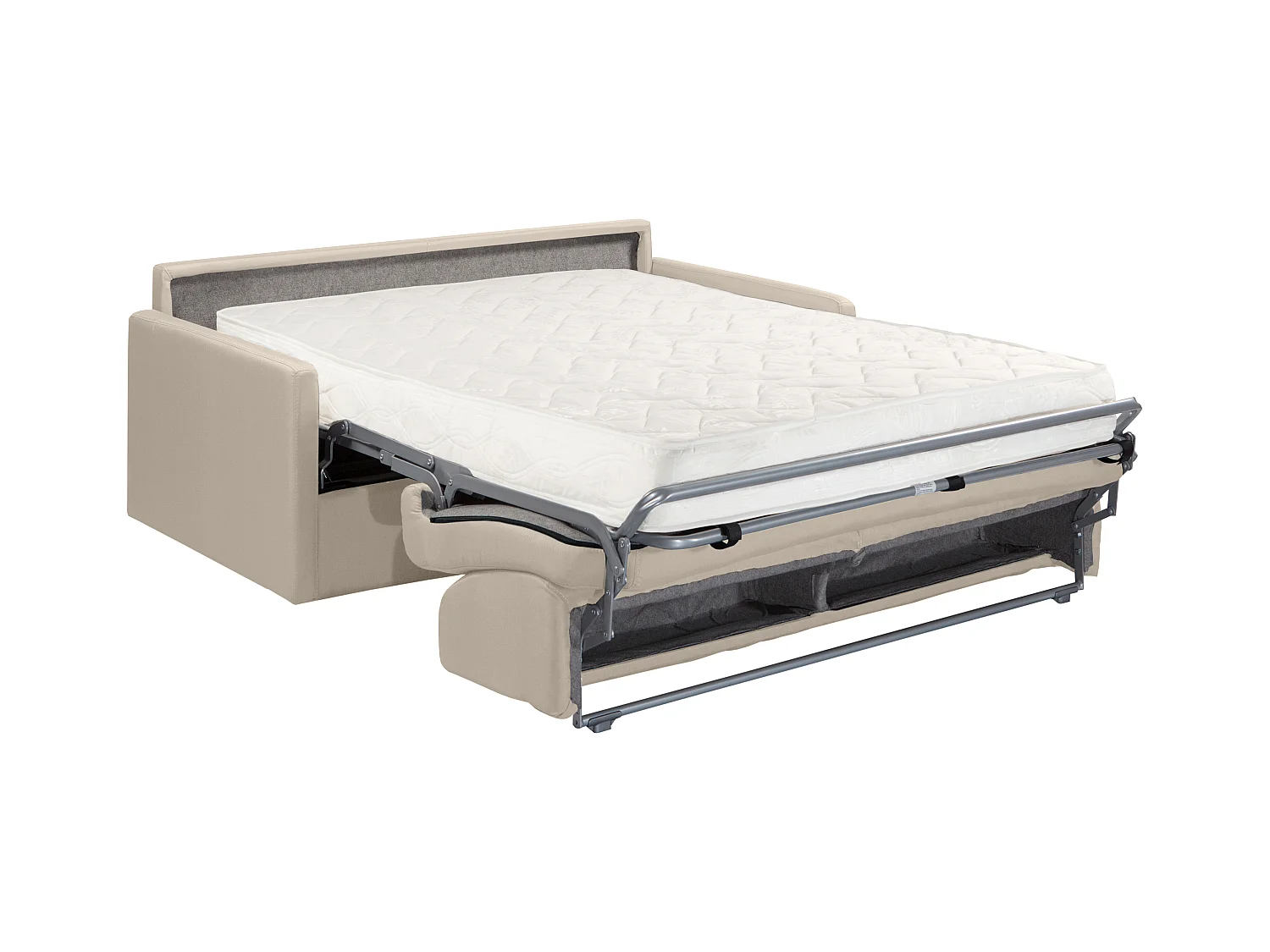 Vierzits express bedbank van stof CALIFE - Beige - Slaap afmeting 160  cm - matras 18 cm