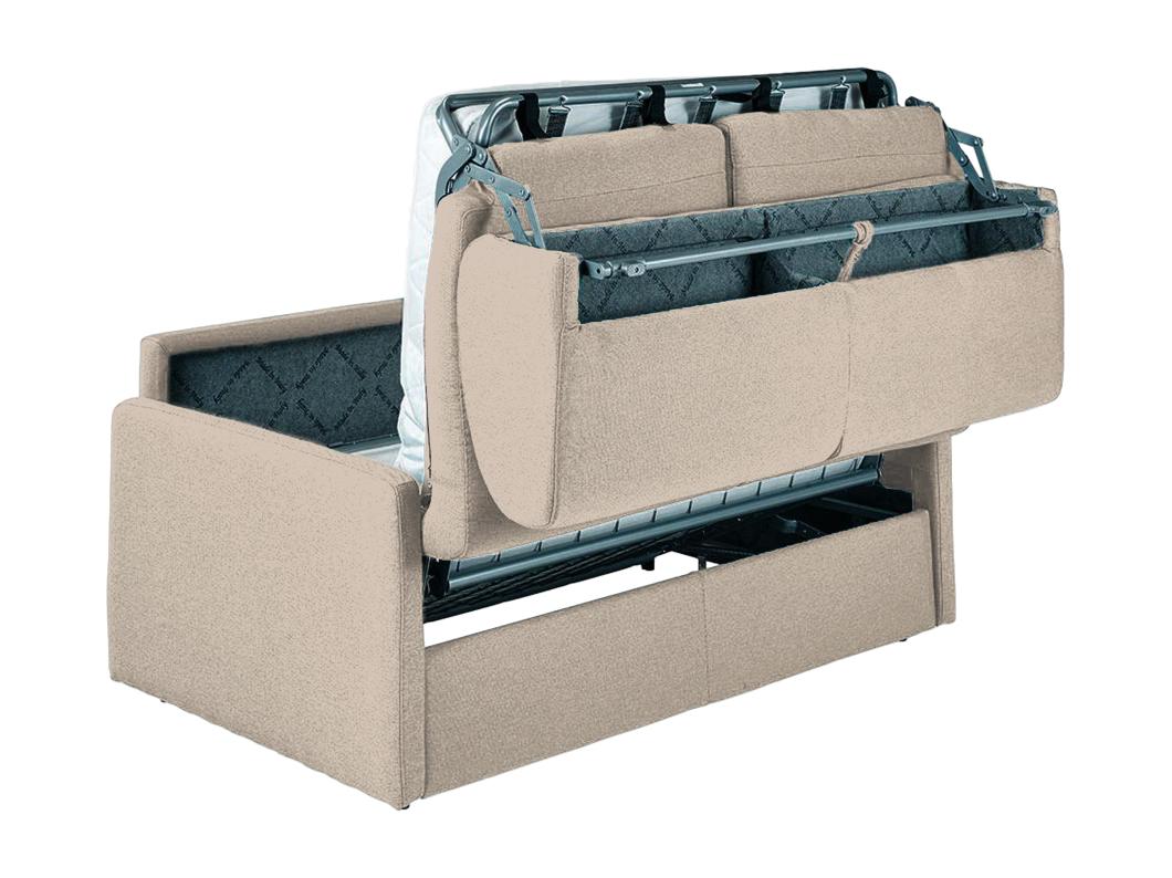 Kanapa 4-osobowa z ekspresowym mechanizmem rozkładania z tkaniny CALIFE - Kolor: beżowy - Wymiary miejsca do spania: 160 cm - Materac 18 cm