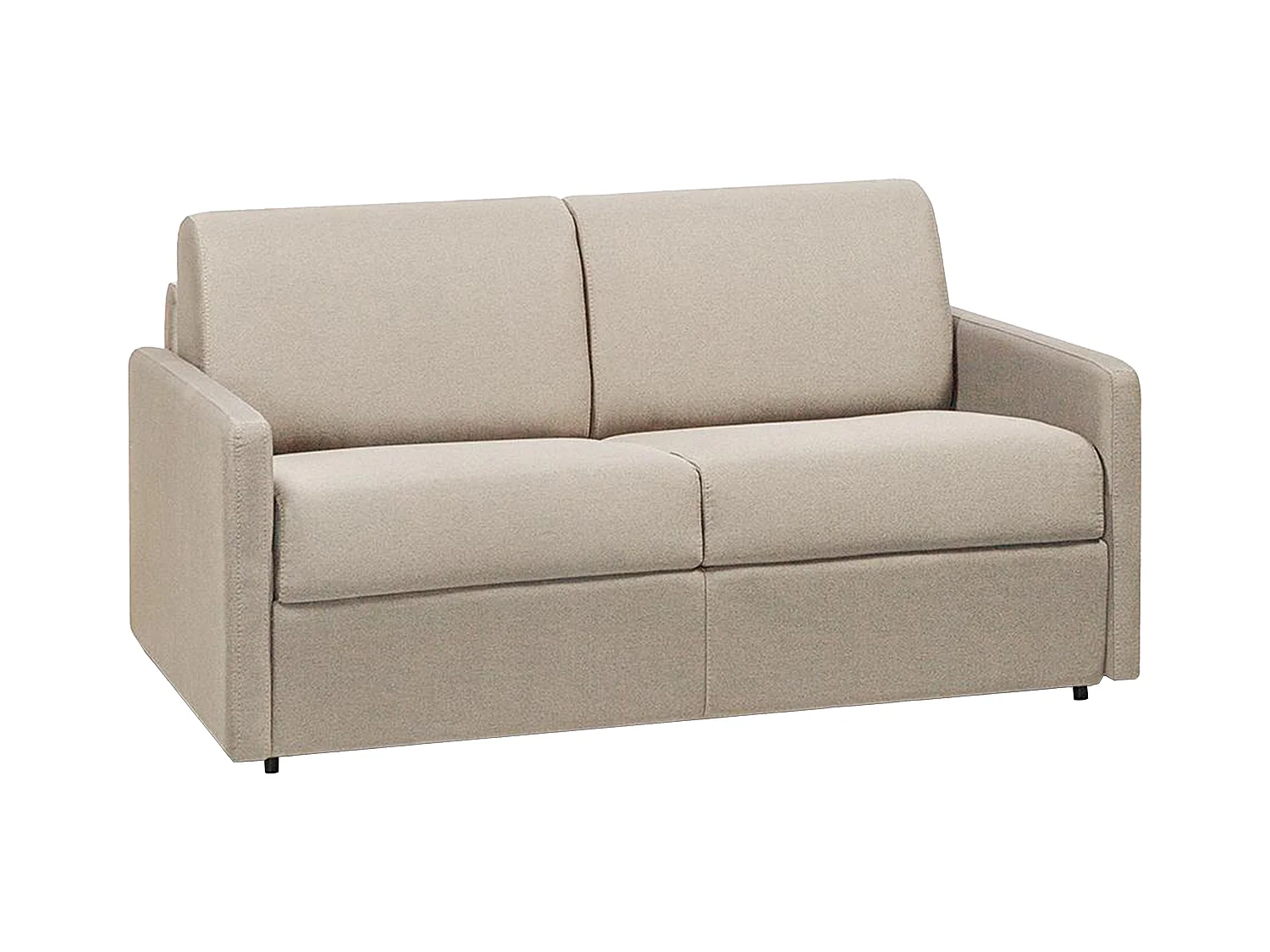 Tweezits express bedbank van stof CALIFE - Beige - Slaap afmeting 120  cm - Matras met vormgeheugen 22 cm