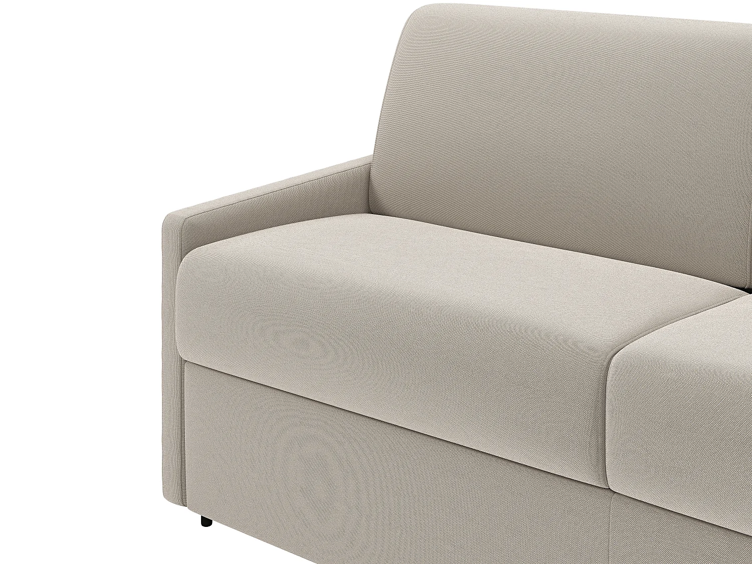 Canapé 2 places  convertible express en tissu beige - Couchage 120 cm - Matelas 22 cm avec mémoire de forme CALIFE