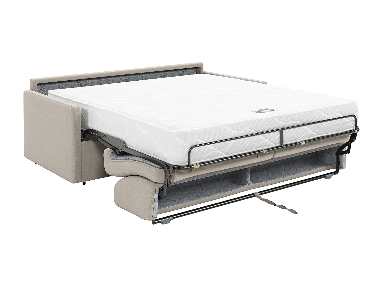 4-personers sovesofa i beige stof 160 cm soveplads 22 cm madras med memory foam CALIFE