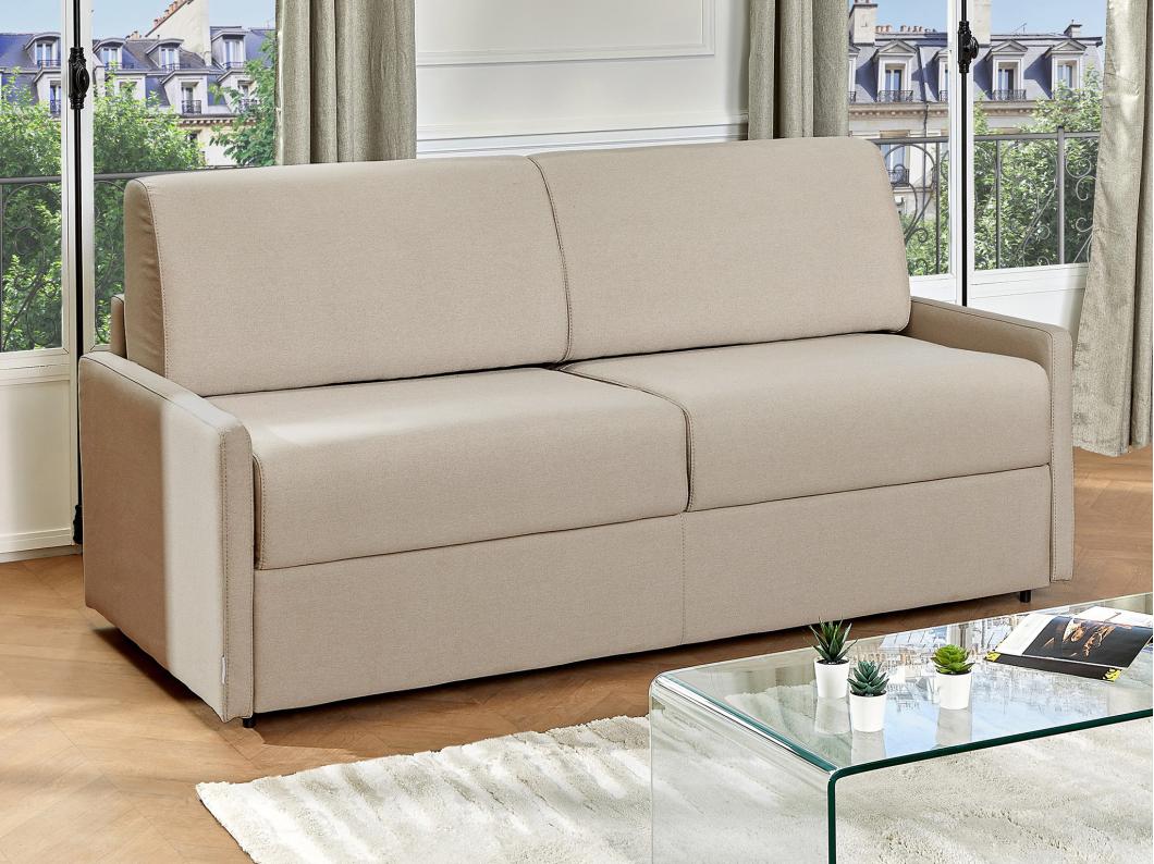 Schlafsofa 4-Sitzer - Liegefläche: 160 cm - Matratzenhöhe: 22 cm - Stoff - Beige - CALIFE