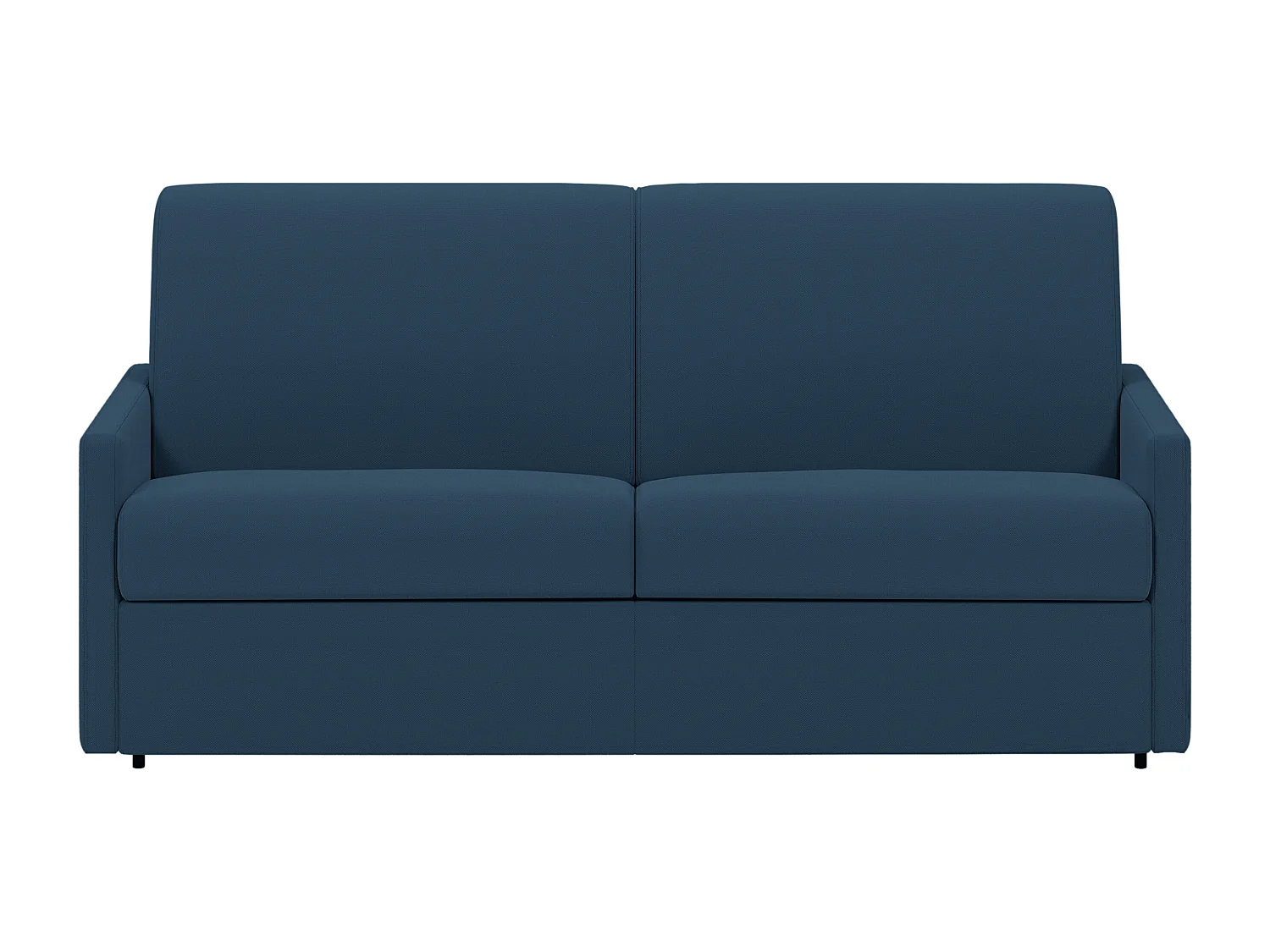 Canapé 2 places convertible express en tissu bleu foncé - Couchage 120 cm - Matelas 14 cm CALIFE