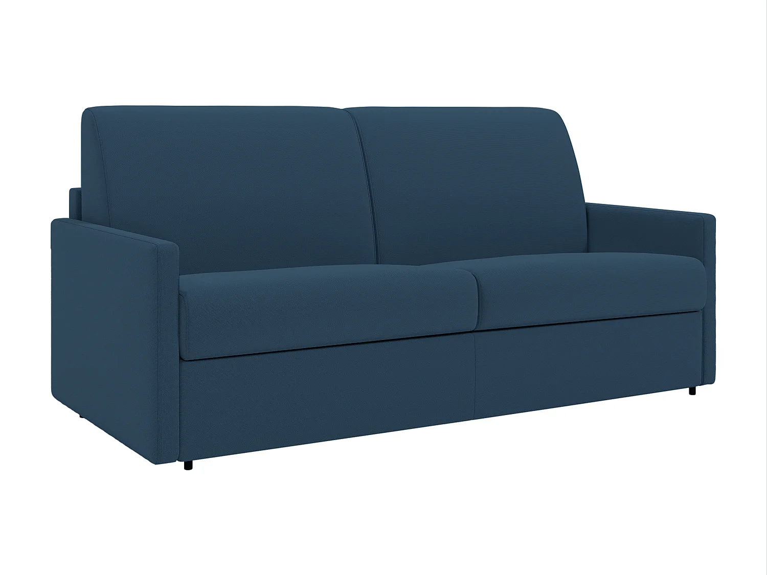 Canapé 2 places convertible express en tissu bleu foncé - Couchage 120 cm - Matelas 14 cm CALIFE