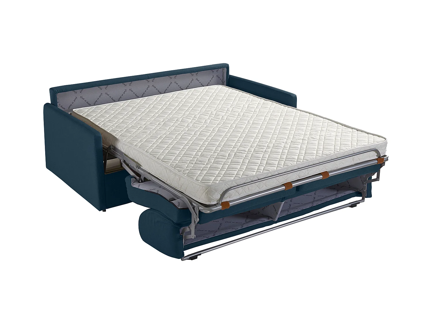 Canapé 3 places convertible express en tissu bleu foncé - Couchage 140 cm - Matelas 14 cm CALIFE