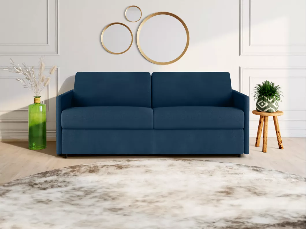 Kauf Unique Schlafsofa 4-Sitzer - Liegefläche: 160 cm - Matratzenhöhe: 14 cm - Stoff - Dunkelblau - CALIFE