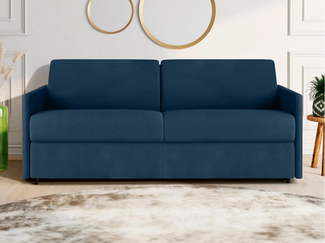 Divano letto 4 posti a ribalta in Tessuto Blu scuro - Larghezza Materasso 160 cm - Spessore 14 cm - CALIFE