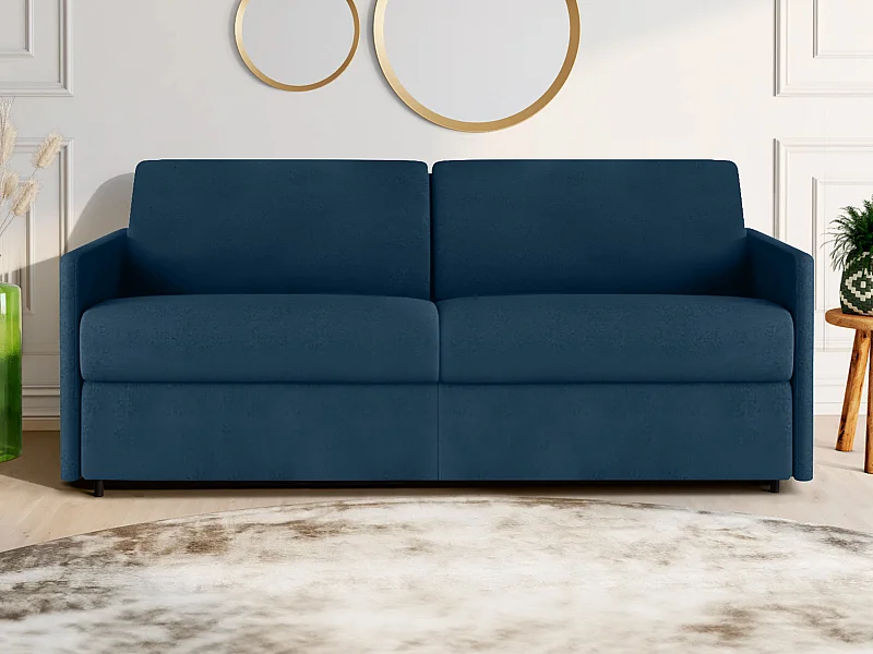 Schlafsofa 4-Sitzer - Liegefläche: 160 cm - Matratzenhöhe: 18 cm - Stoff - Dunkelblau - CALIFE