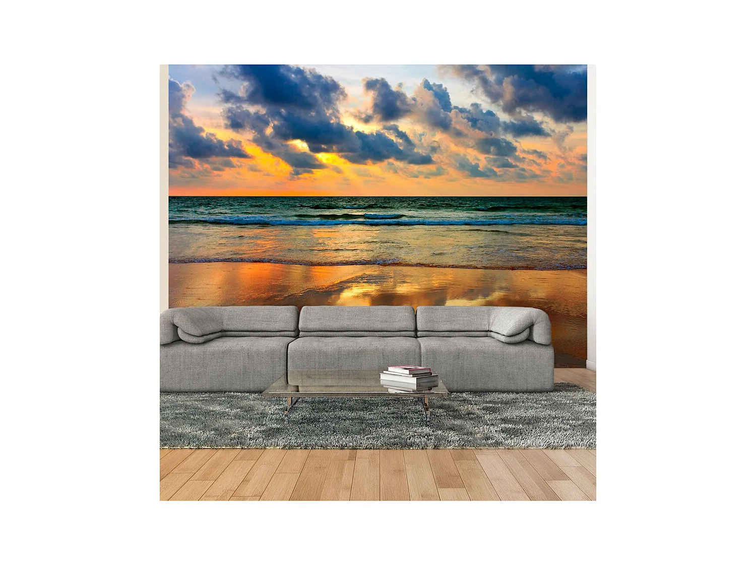 Papier Peint "Coucher de Soleil Coloré sur la Mer" 270 x 350 cm