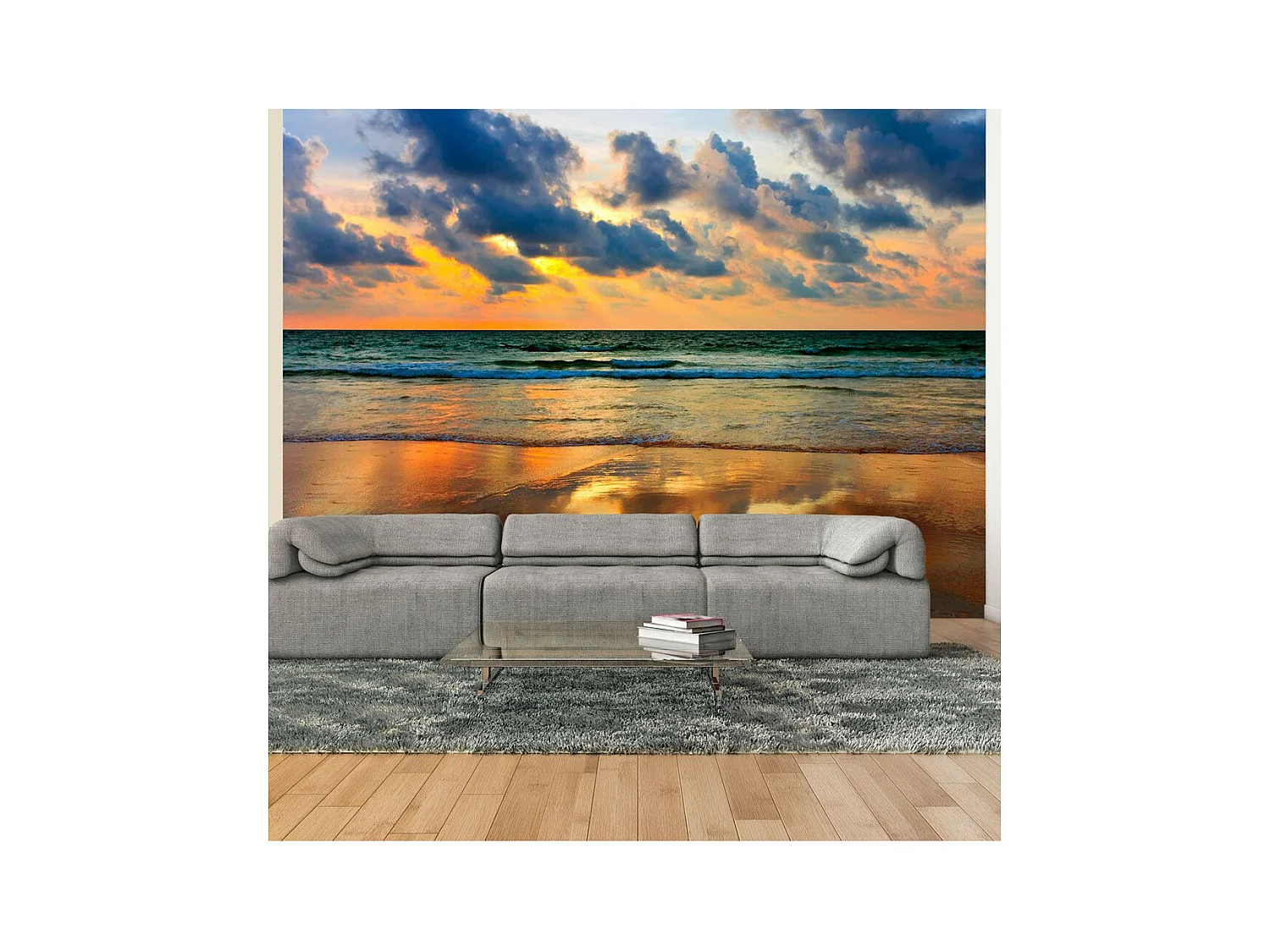 Papier Peint "Coucher de Soleil Coloré sur la Mer" 193 x 250 cm