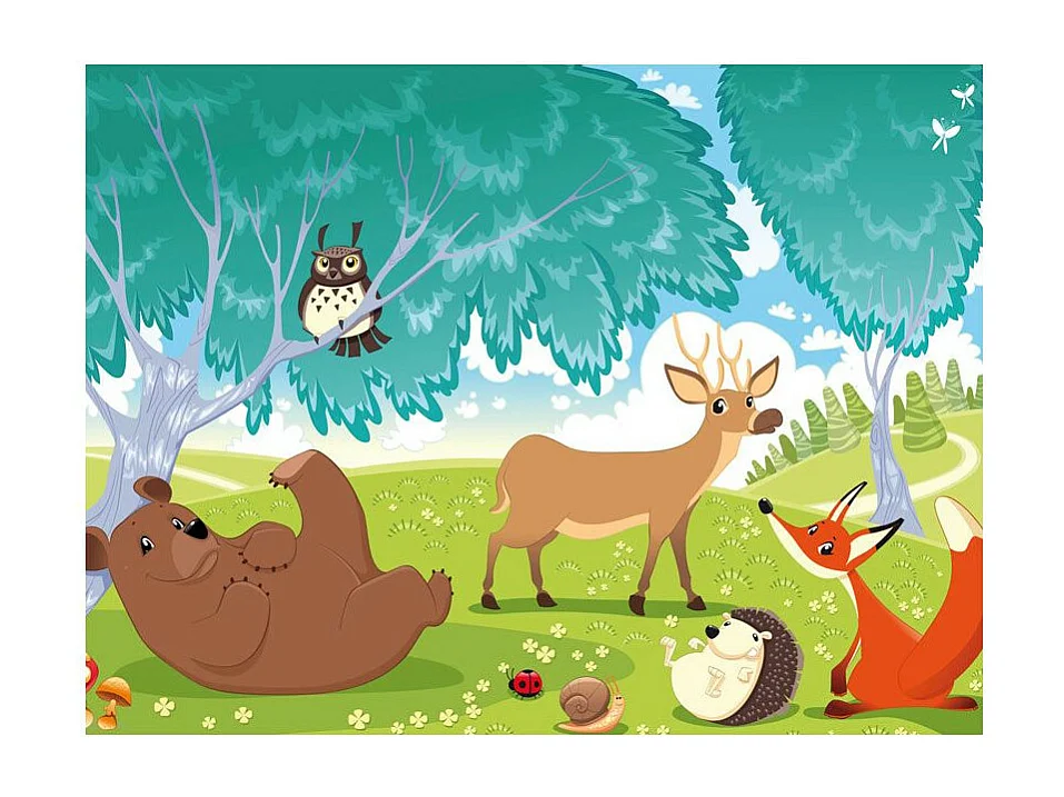 Papier Peint "Les Animaux du Bois de Quat'sous" 193 x 250 cm