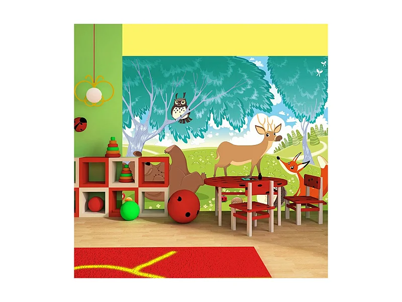 Papier Peint "Les Animaux du Bois de Quat'sous" 193 x 250 cm