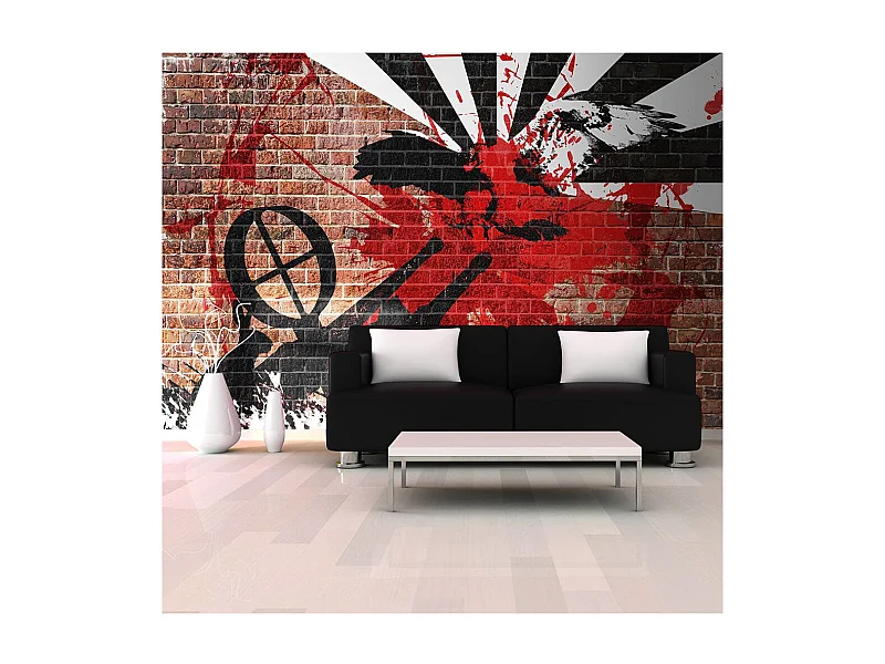 Papier Peint "Graffiti sur un Mur de Brique" 154 x 200 cm