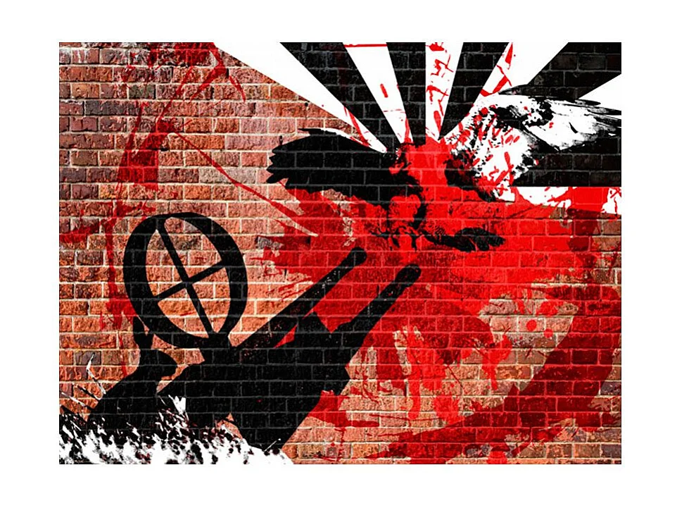 Papier Peint "Graffiti sur un Mur de Brique" 154 x 200 cm