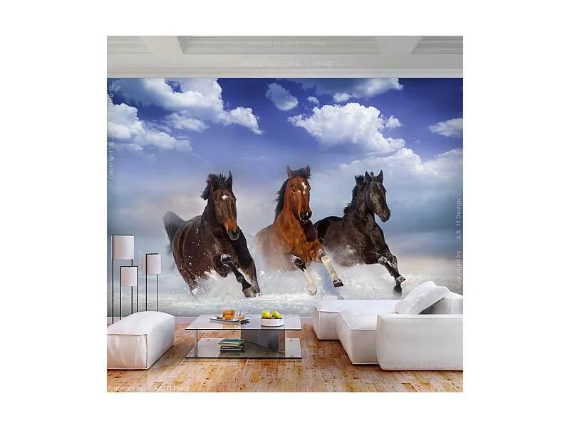 Papier Peint "Horses in the Snow" 70 x 100 cm