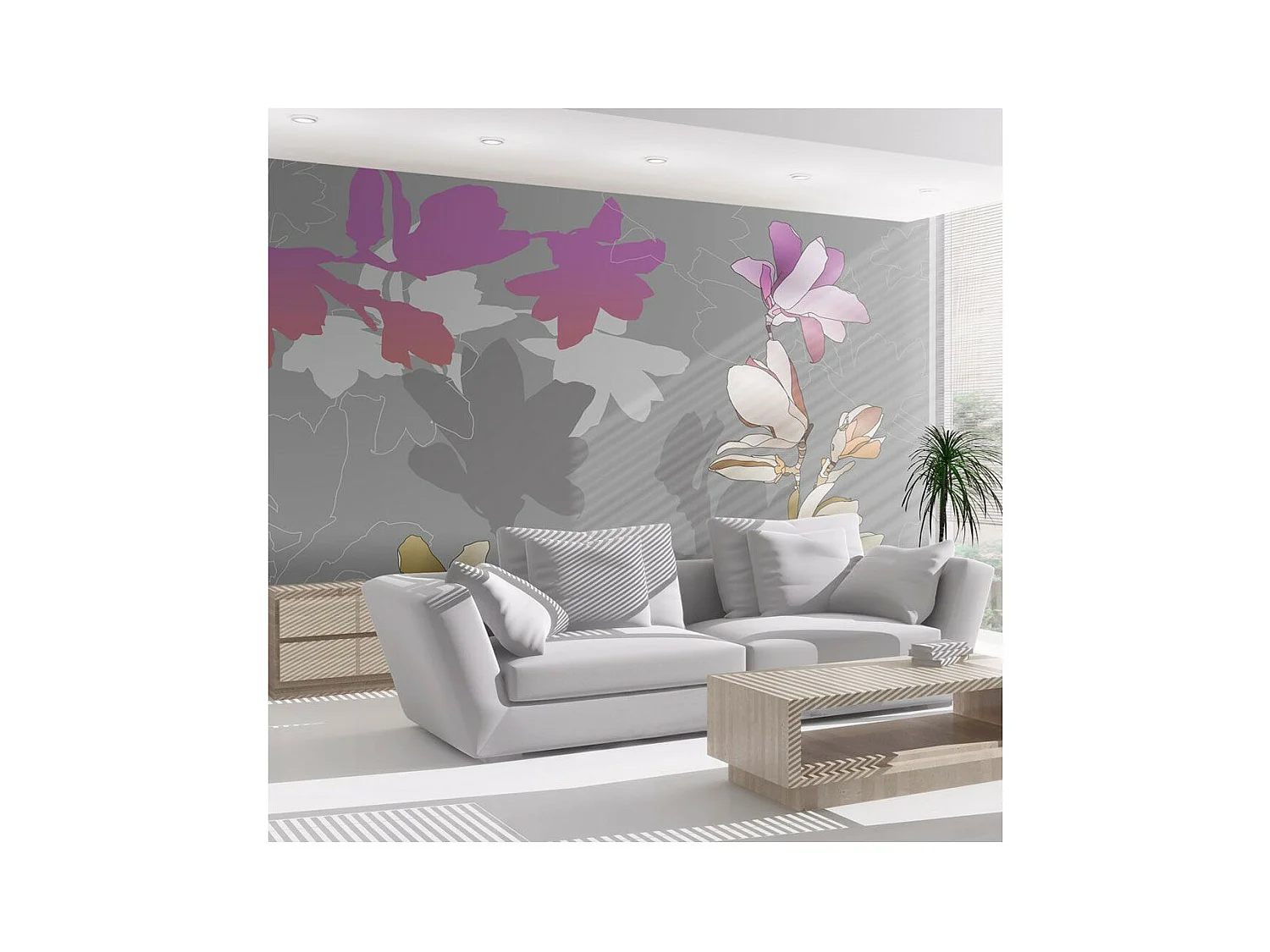 Papier Peint "Magnolias en Pastels" 154 x 200 cm