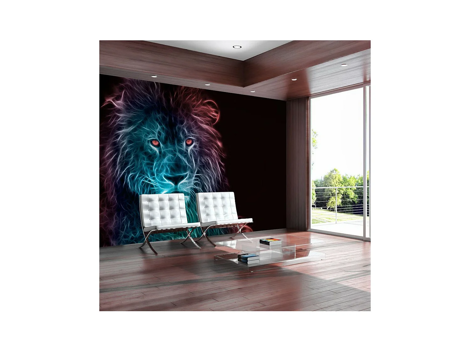 Papier Peint "Abstract Lion Rainbow" 140 x 200 cm