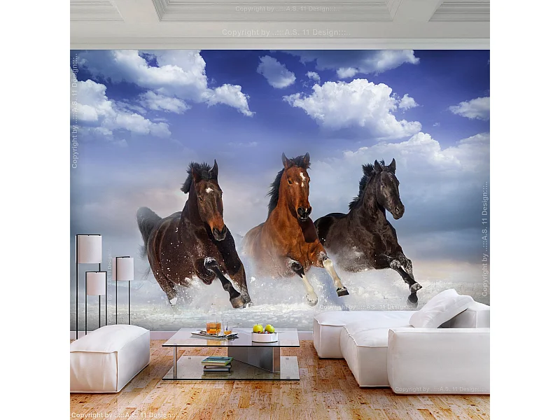 Papier Peint "Horses in the Snow" 245 x 350 cm