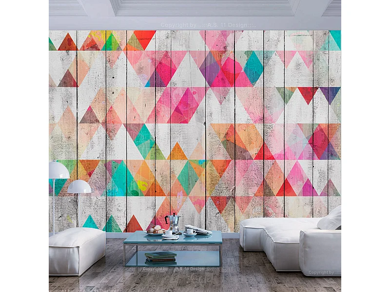 Papier Peint "Rainbow Triangles" 105 x 150 cm