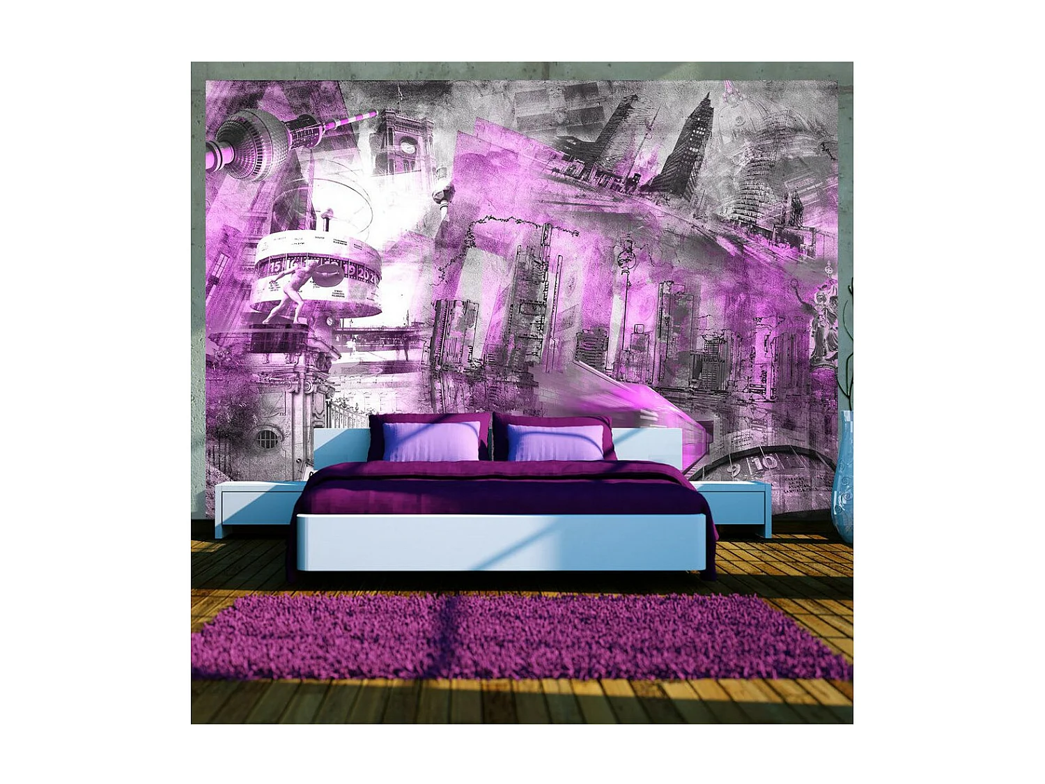 Papier Peint "Berlin Collage Violet" 175 x 250 cm