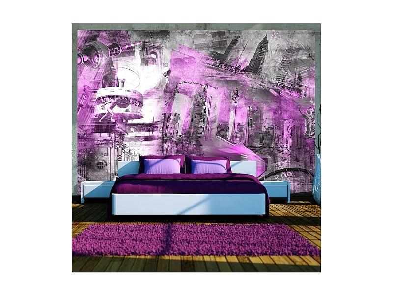 Papier Peint "Berlin Collage Violet" 175 x 250 cm
