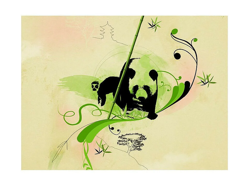Papier Peint "Panda dans la Forêt de Bambous" 270 x 350 cm