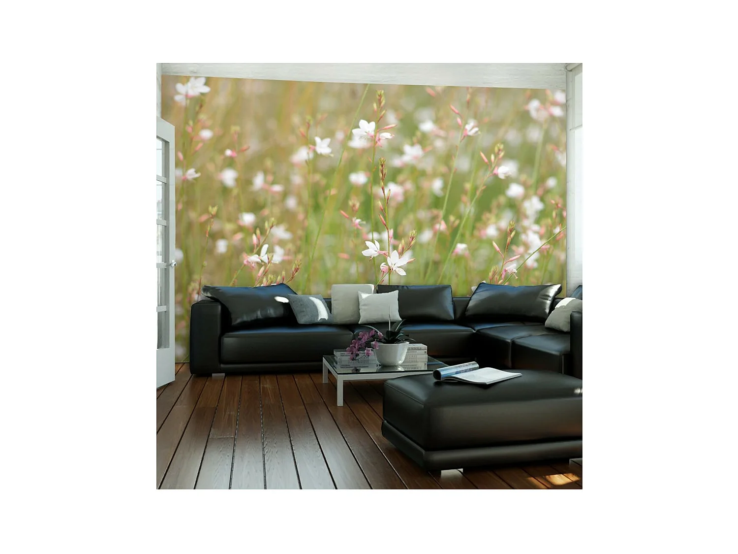 Papier Peint "Petites Fleurs Blanches" 154 x 200 cm