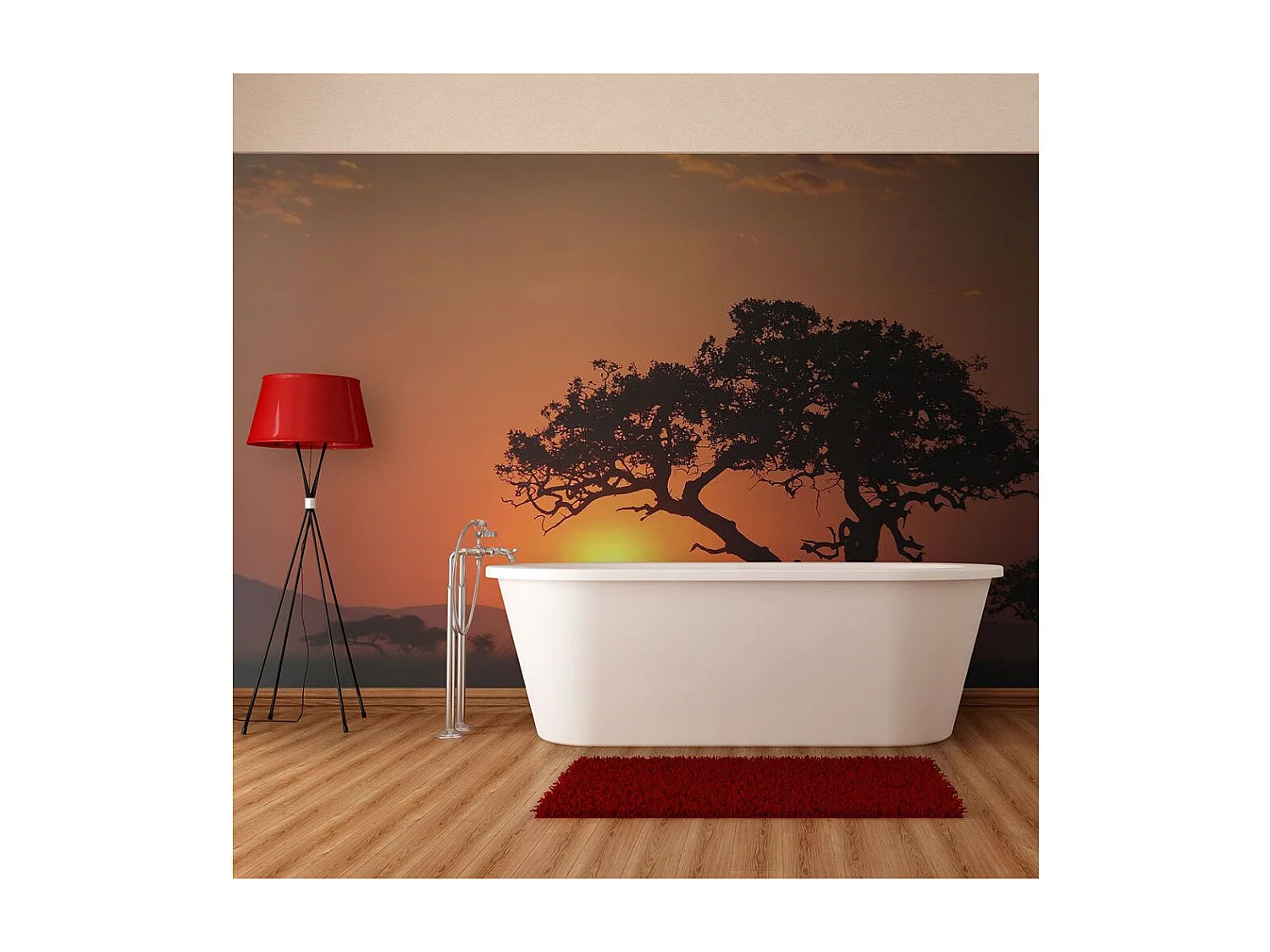 Papier Peint "Afrique : Coucher de Soleil" 154 x 200 cm