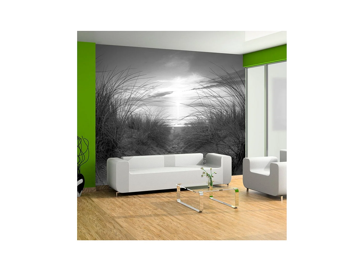 Papier Peint "Plage Noir & Blanc" 140 x 200 cm