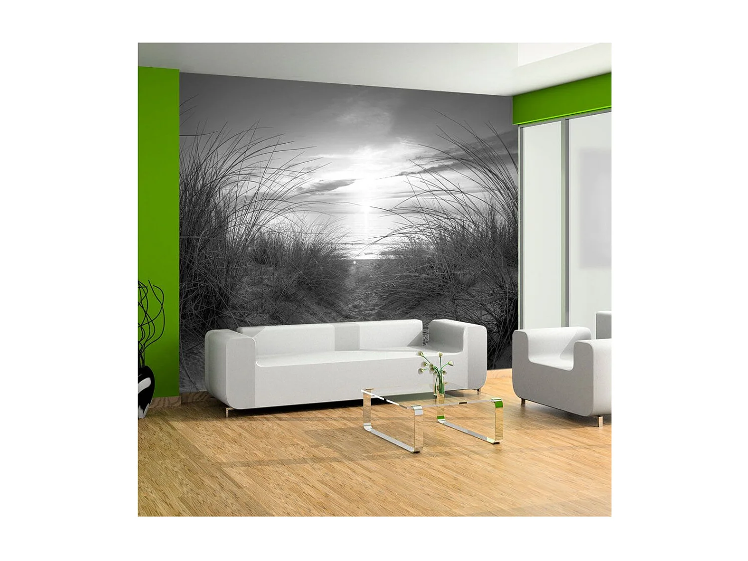 Papier Peint "Plage Noir & Blanc" 140 x 200 cm