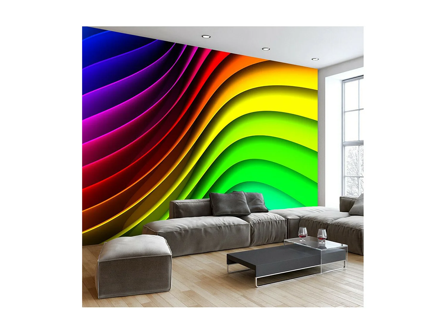 Papier Peint "Rainbow Waves II" 175 x 250 cm