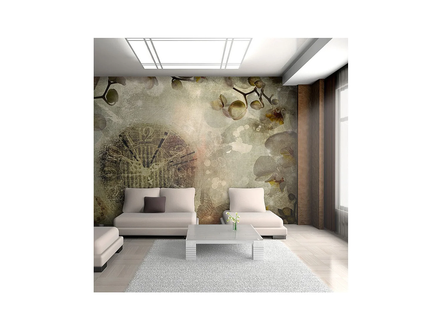 Papier Peint "Horloge Vintage" 154 x 200 cm