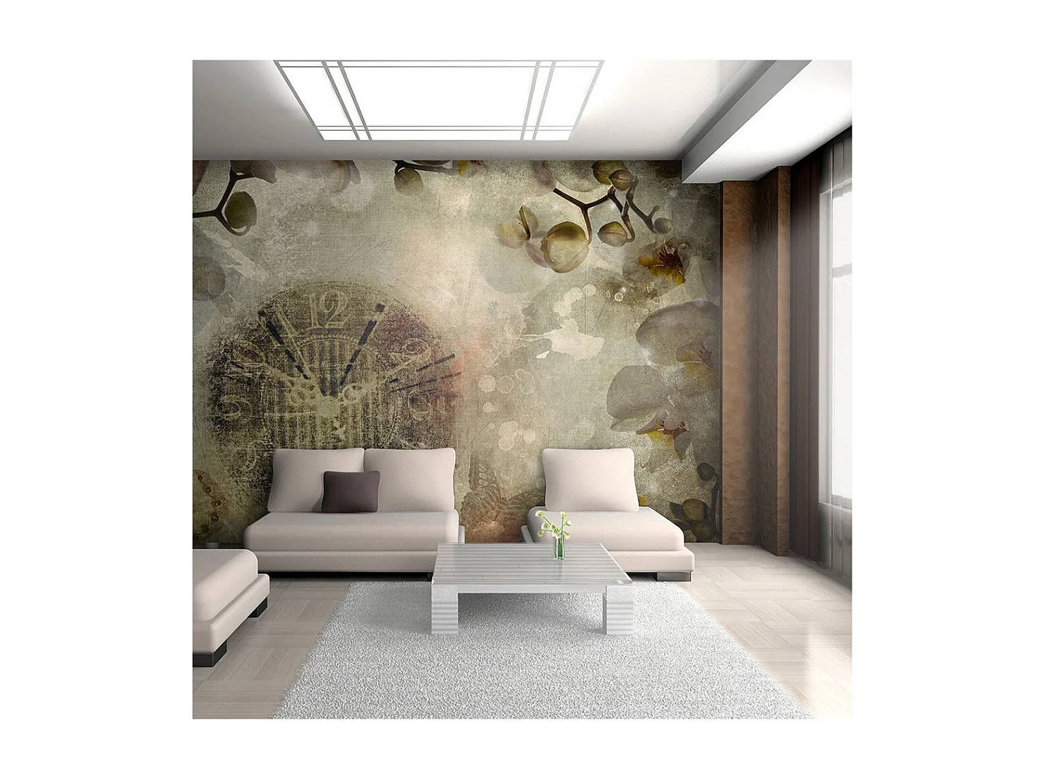 Papier Peint "Horloge Vintage" 154 x 200 cm