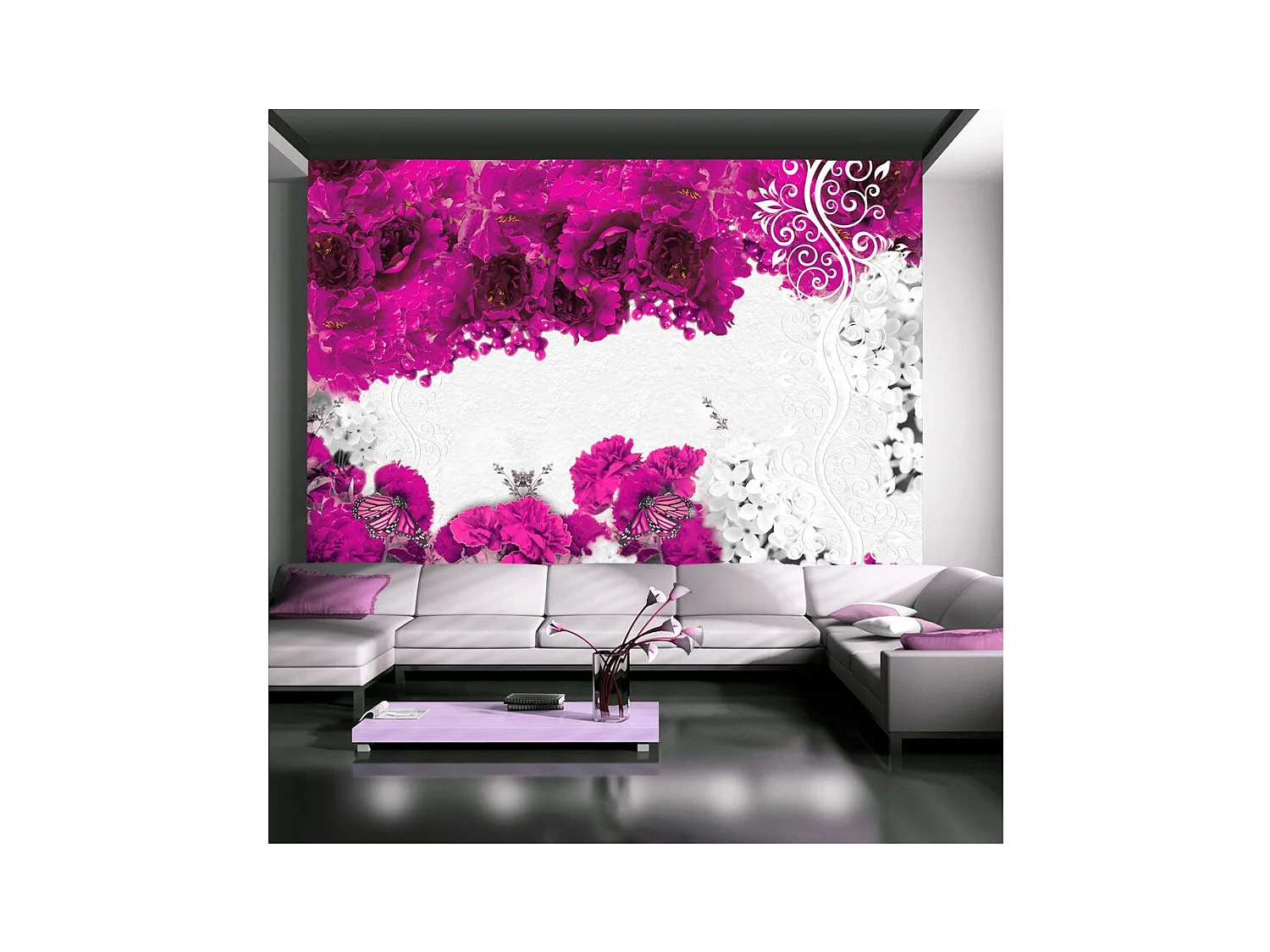 Papier Peint "Colors of Spring : Fuchsia" 140 x 200 cm