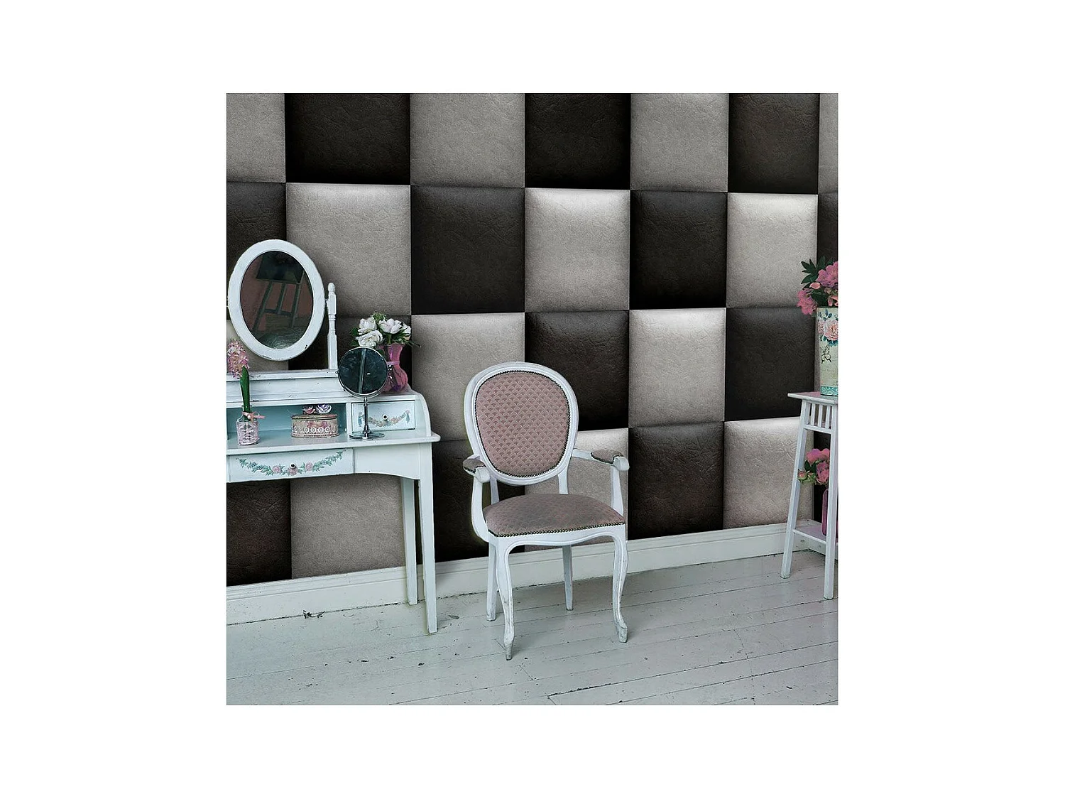 Papier Peint "Leather Chessboard" 50x1000cm