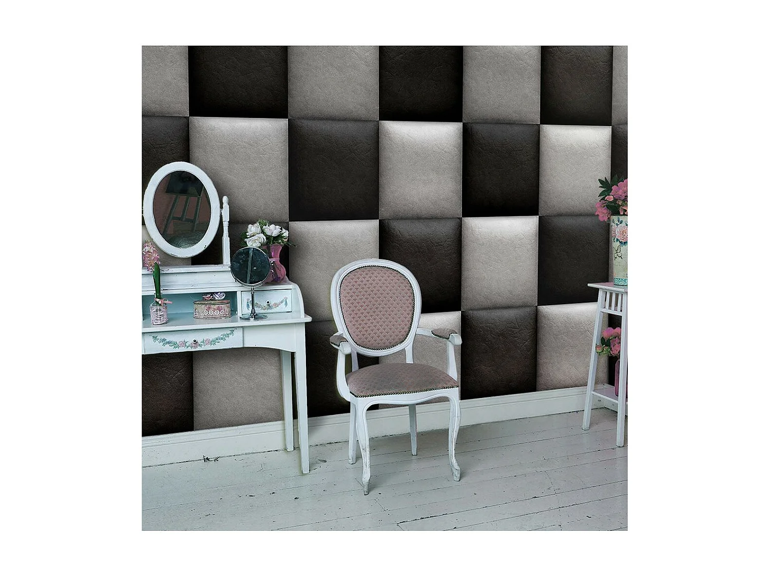 Papier Peint "Leather Chessboard" 50x1000cm