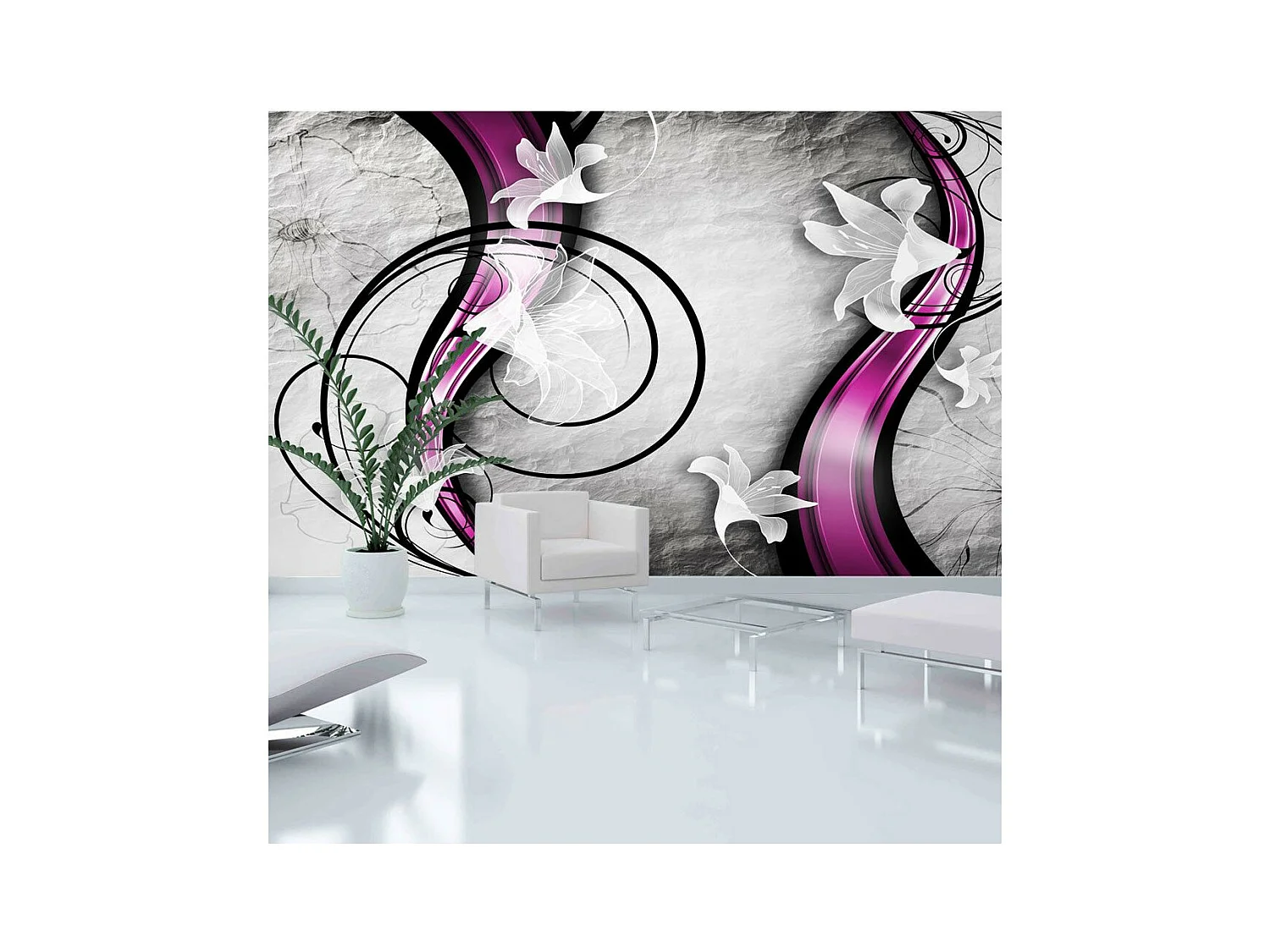 Papier Peint XXL "Flowery Ribbon" 280x500cm