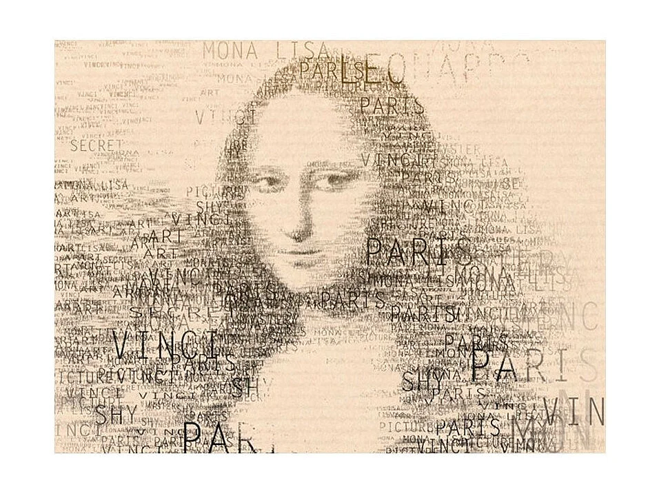 Papier Peint "Mona Lisa : Portrait en Lettres" 154 x 200 cm
