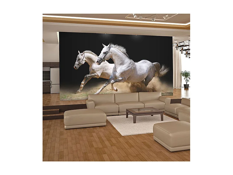Papier Peint "Chevaux au Galop sur du Sable" 154 x 200 cm