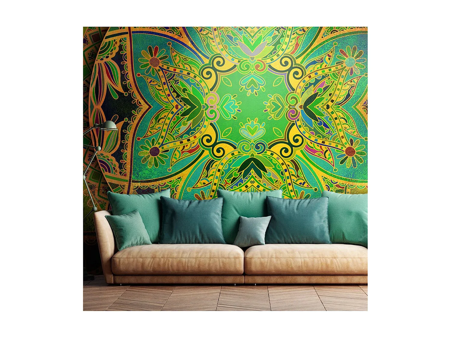 Papier Peint "Mandala : Emerald Fantasy" 140 x 200 cm
