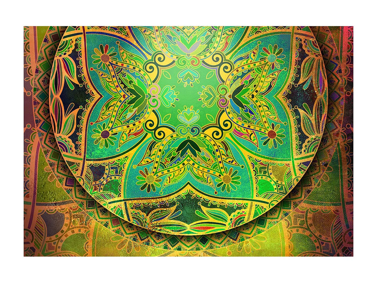Papier Peint "Mandala : Emerald Fantasy" 140 x 200 cm