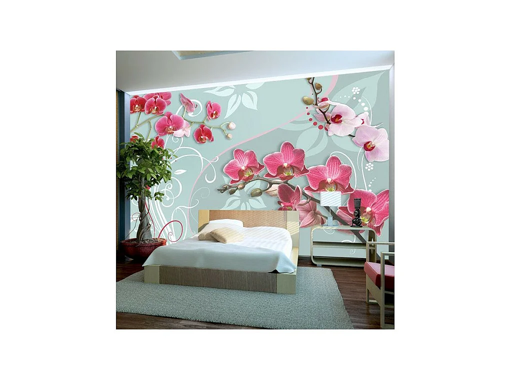Papier Peint "Pink Orchids Variation II" 105 x 150 cm