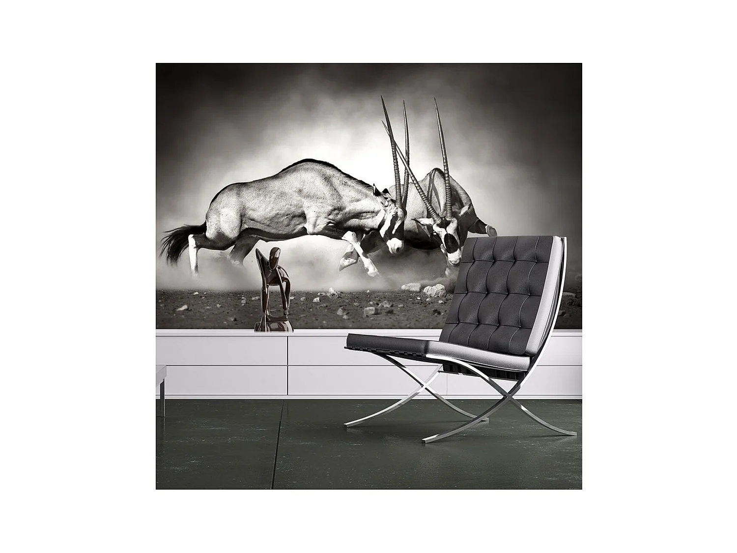 Papier Peint "Gazelles en Lutte, Dunes de la Namibie" 193 x 250 cm