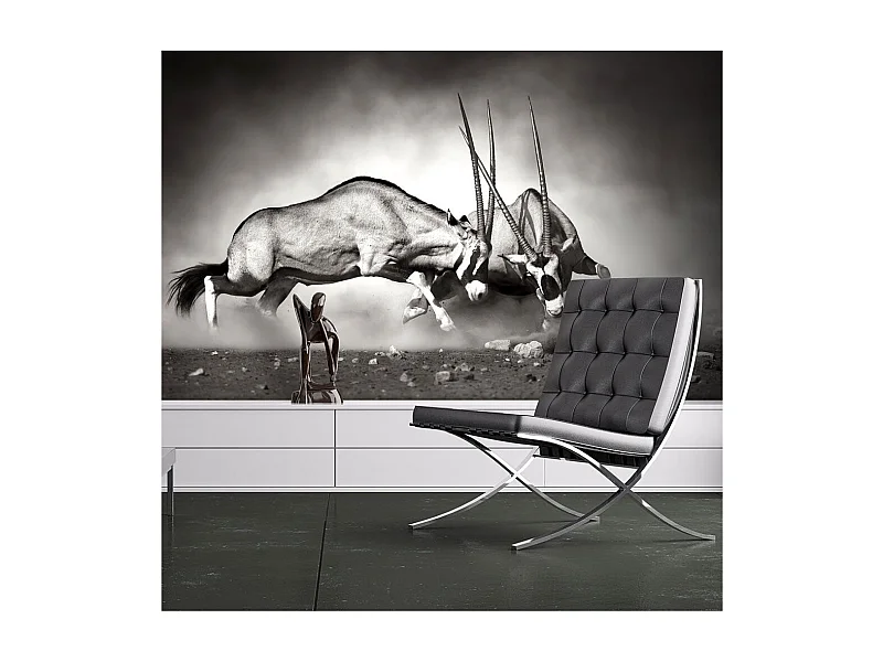 Papier Peint "Gazelles en Lutte, Dunes de la Namibie" 193 x 250 cm