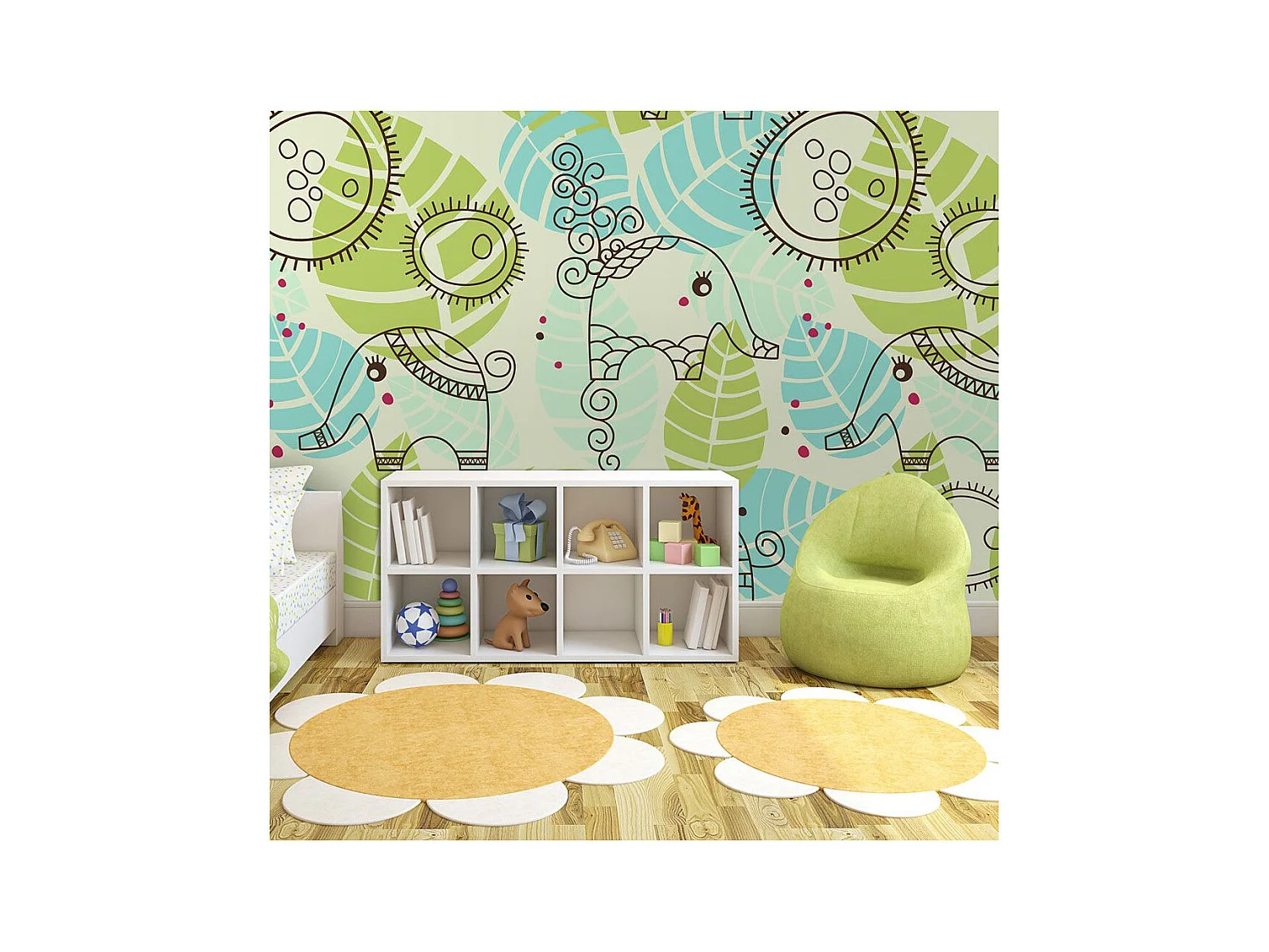 Papier Peint "éléphants pour Enfants" 231 x 300 cm
