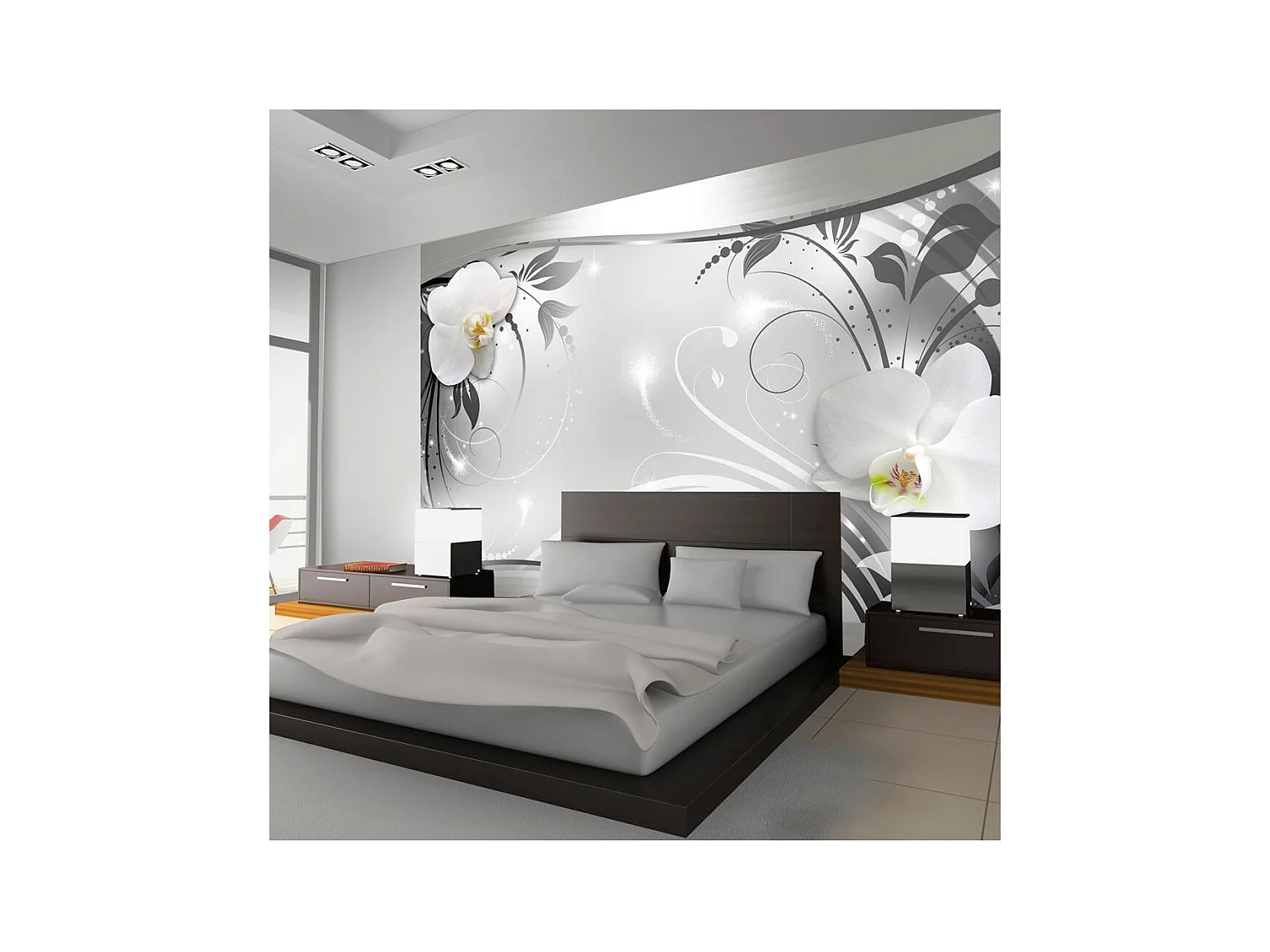 Papier Peint "Abstraction en Argent" 280 x 400 cm