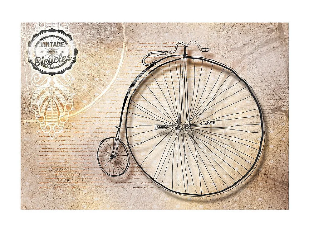 Papier Peint "Vintage Bicycles Sepia" 70 x 100 cm