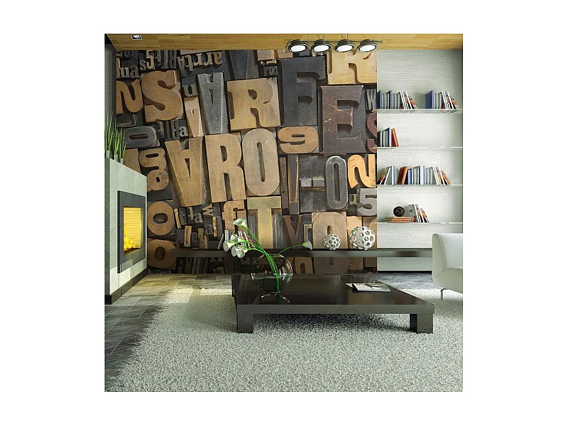 Papier Peint "Lettres en Bois" 231 x 300 cm