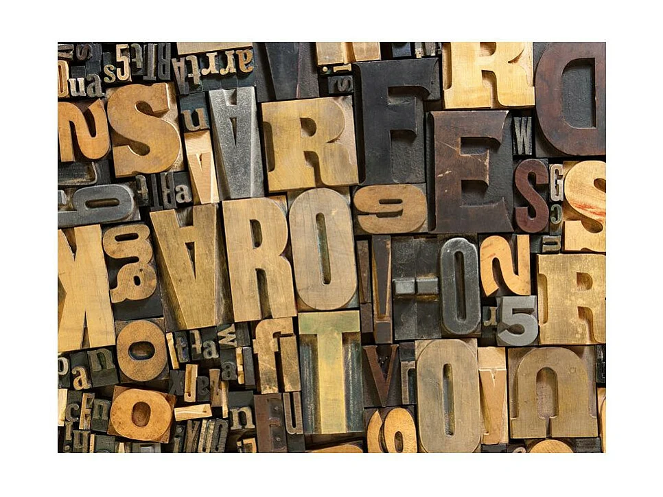 Papier Peint "Lettres en Bois" 231 x 300 cm