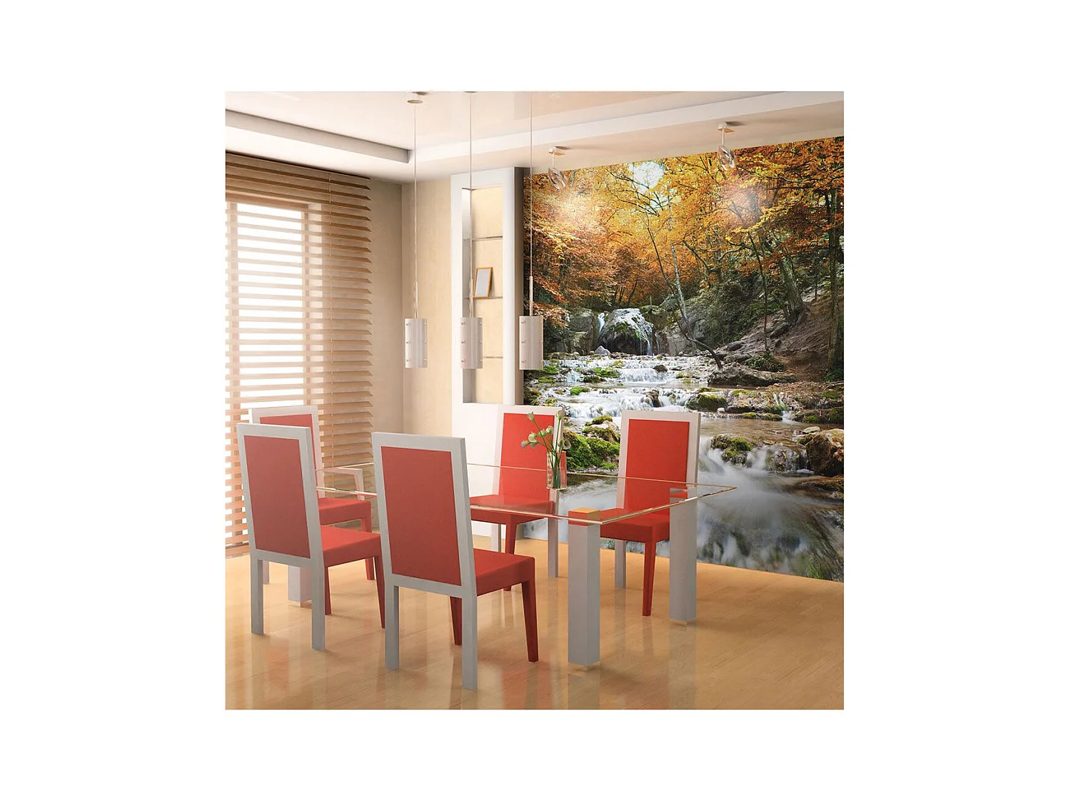 Papier Peint "Automne Chute D'eau" 154 x 200 cm